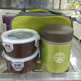 Bộ hộp đựng cơm Inox 304 giữ nhiệt và túi Lock&lock LHC938 450ml xanh lá (Kèm đũa)