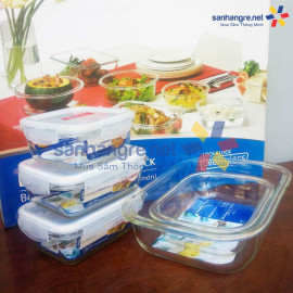 Bộ 5 món thủy tinh chịu nhiệt Lock&lock Samsung - LLG430S5DA