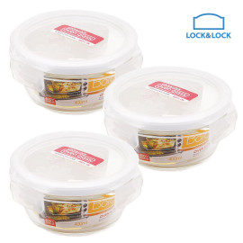 Bộ 3 hộp thủy tinh tròn chịu nhiệt cao Lock&Lock LLG822 dung tích 400ml