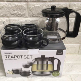 Bộ ấm pha trà bằng thủy tinh có tay cầm bằng nhựa Lock&lock 1.25L