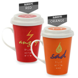 Ly sứ có nắp đậy và quai Lock&lock Merry & Funny SLB007A 370ml - Love tím