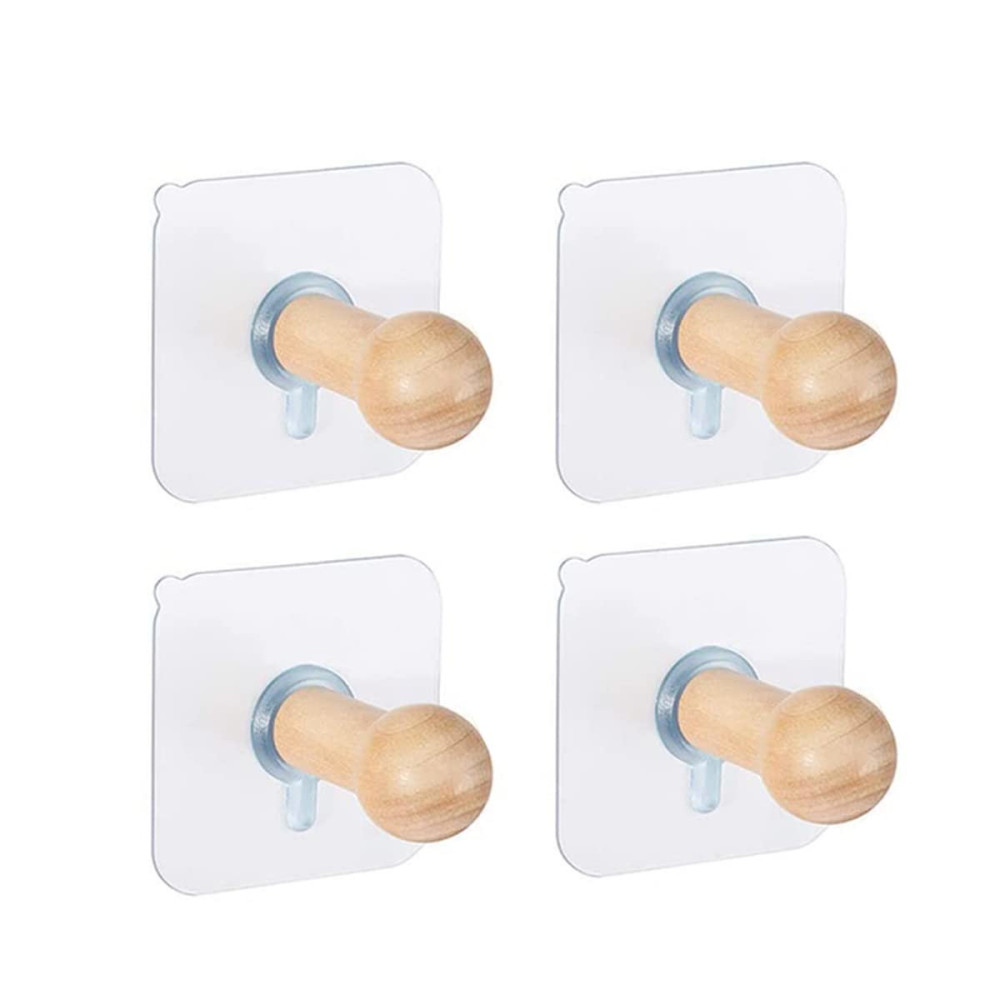 Bộ 4 Móc Gỗ Treo Đồ Dính Tường SHR-4135