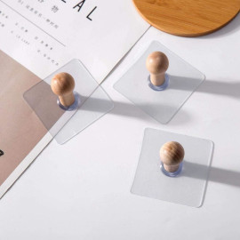 Bộ 4 Móc Gỗ Treo Đồ Dính Tường SHR-4135