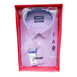 Áo sơ mi Nam Slim fit Việt Tiến ngắn tay (caro đỏ)
