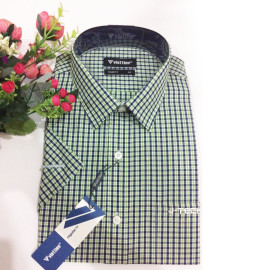 Áo sơ mi Nam SlimFit Việt Tiến Sharp J-tech ngắn tay caro xanh to