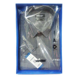 Áo sơ mi Nam SlimFit Việt Tiến Sharp J-tech ngắn tay caro đen trắng