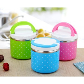 Hộp đựng cơm giữ nhiệt Lunch Box 630ml có quai xách (mẫu ngâu nhiên)