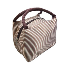 Túi giữ nhiệt cho hộp đựng thức ăn Komeki Japan 31x22x11cm - Kẻ sọc có khóa kéo