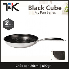 Chảo chống dính Inox 304 đường kính 26cm Kimscook T&K Blackcube dùng bếp từ