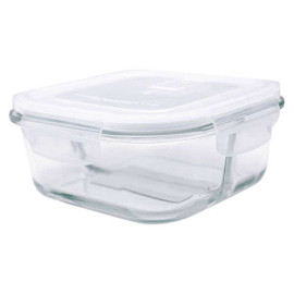 Hộp thủy tinh chịu nhiệt vuông chia 2 ngăn IKOO GLASS dung tích 1100ml nắp hút chân không