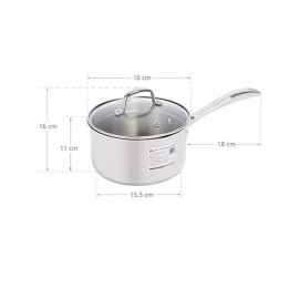 Quánh Inox 304 Elmich Premium 18cm vung kính hàng nhập khẩu
