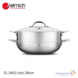 Bộ chảo và xửng hấp đa năng Inox liền khối Elmich Trimax CZ EL-3832 size 28cm