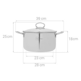 Nồi luộc gà Inox 3 đáy 28cm Fivestar FSN28IN1 dung tích 10 lít nắp kính, bảo hành 5 năm