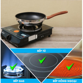 Chảo chống dính Inox 304 3 đáy cán vân gỗ Fivestar 26cm, bảo hành 5 năm