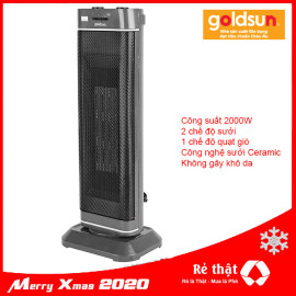 Máy sưởi gốm Ceramic Goldsun GCH-3001M màu đen hàng chính hãng, bảo hành 12 tháng
