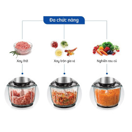 Máy xay thịt cối thủy tinh 2 lưỡi dao kép Goldsun 1.2 lít 300W CR2201 bảo hành 12 tháng