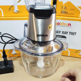 Máy xay thịt cối thủy tinh 2 lưỡi dao kép Goldsun 1.2 lít 300W CR2201 bảo hành 12 tháng