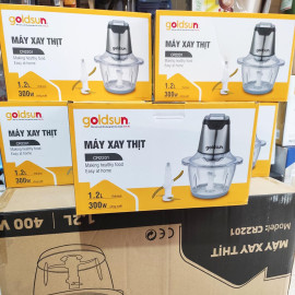Máy xay thịt cối thủy tinh 2 lưỡi dao kép Goldsun 1.2 lít 300W CR2201 bảo hành 12 tháng