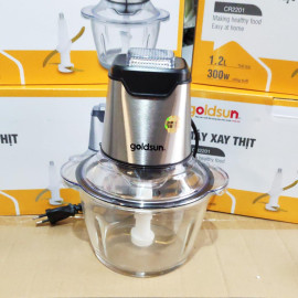 Máy xay thịt cối thủy tinh 2 lưỡi dao kép Goldsun 1.2 lít 300W CR2201 bảo hành 12 tháng