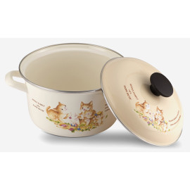 Nồi Thép Nippon Tráng Men Cao Cấp Hoạ Tiết Con Mèo Fujihoro Nhật Bản KIT 