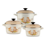 Nồi Thép Nippon Tráng Men Cao Cấp Hoạ Tiết Con Mèo Fujihoro Nhật Bản KIT 