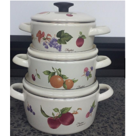 Nồi Thép Nippon Tráng Men Cao Cấp Hoạ tiết Trái cây Fujihoro Nhật Bản FRV-20W (3L)