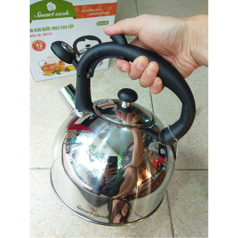 Ấm đun nước Inox 304 Elmich Smartcook 2.5L SM3374 hú còi sôi, dùng bếp ...