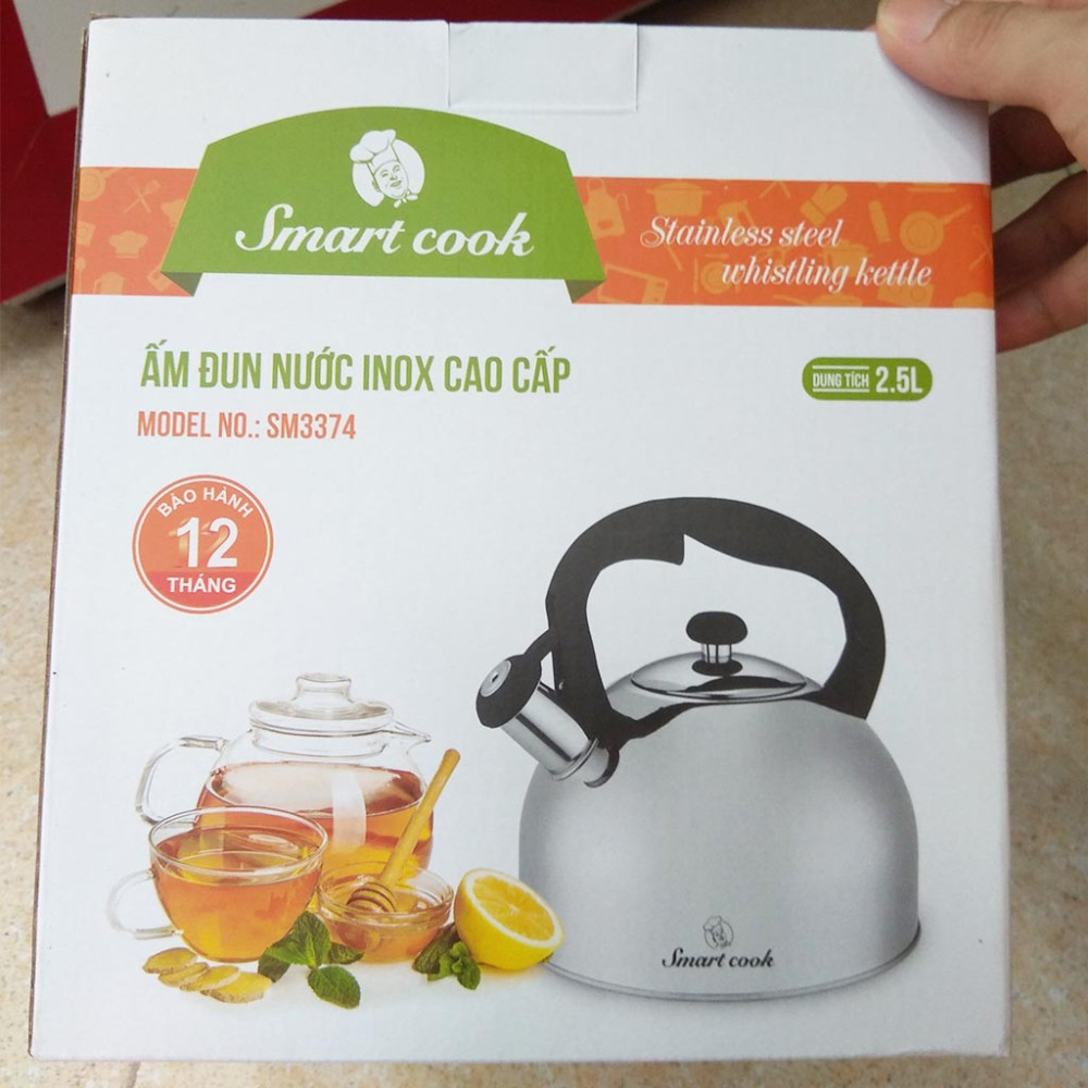Ấm đun nước Inox 304 Elmich Smartcook 2.5L SM3374 hú còi sôi, dùng bếp ...