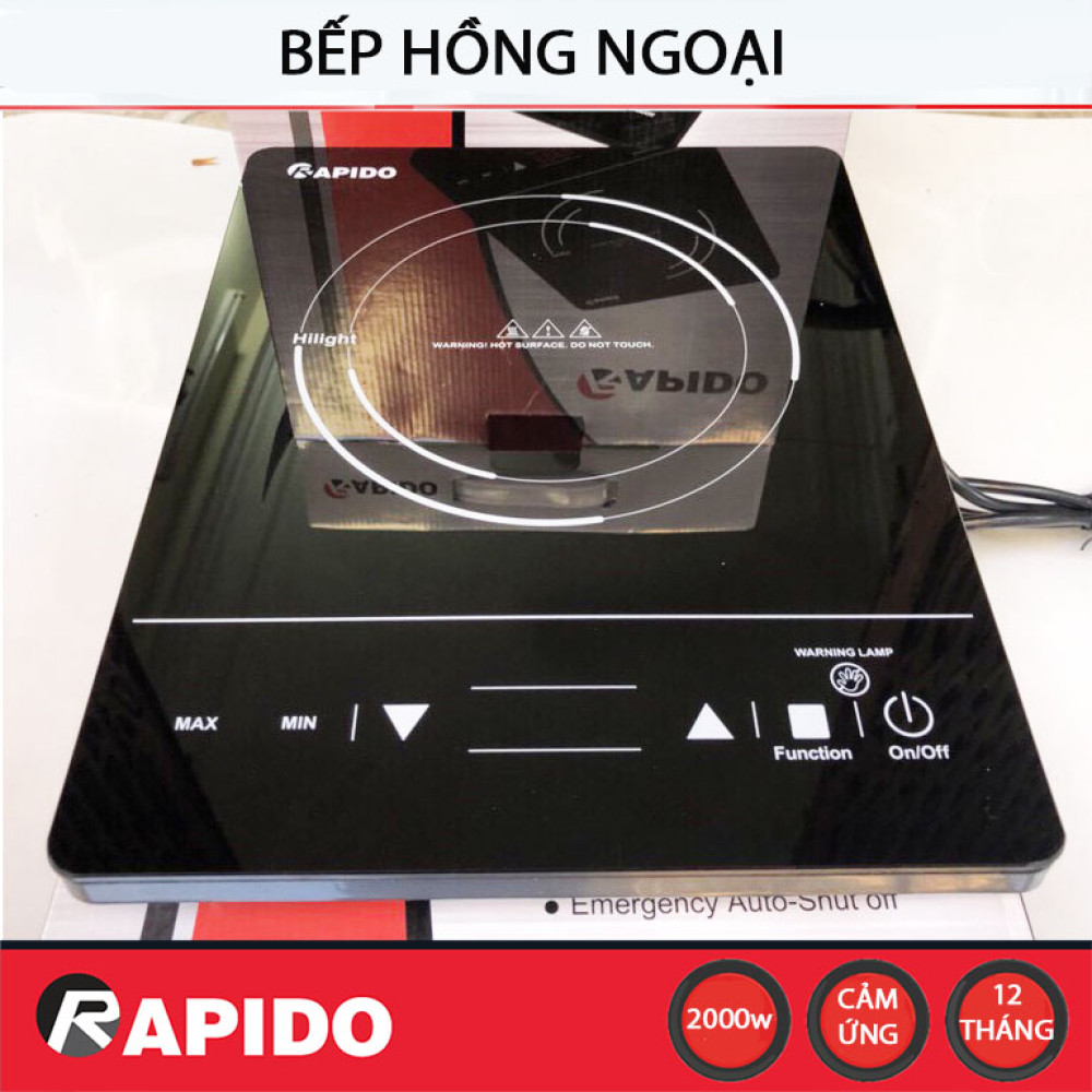 Bếp hồng ngoại Rapido RC2000ES công suất 2000W điều khiển cảm ứng hàng chính hãng bảo hành 12 tháng