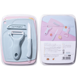 Bộ dao thớt gọt tỉa phủ sứ ceramic Komeki Nhật Bản KM-4214