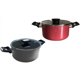 Nồi Hợp Kim Nhôm Chống Dính Vân Đá Đáy Từ Nắp Kính Kims Cook 20cm EARM520H