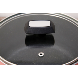 Nồi hợp kim nhôm chống dính vân đá đáy từ nắp kính Kims Cook 18cm EARM318H