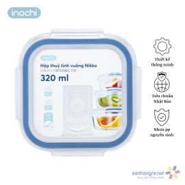 Hộp thuỷ tinh vuông cao cấp kháng khuẩn đựng thực phẩm Inochi Nikko 320ml