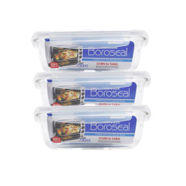 Bộ 3 hộp thuỷ tinh hình chữ nhật dung tích 730ml Lock&Lock Boroseal LLG430
