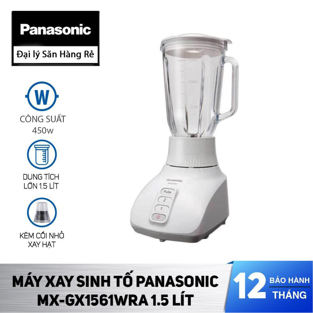 Máy xay sinh tố Panasonic MX-GX1561WRA cối thủy tinh, dung tích 1.5 Lít công suất 450W - Bảo hành 12 tháng