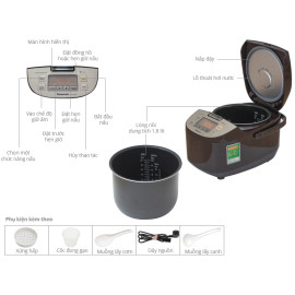 Nồi cơm điện tử Panasonic dung tích 1.8 lít SR-ZS185TRAM hàng chính hãng sản xuất tại Malaysia