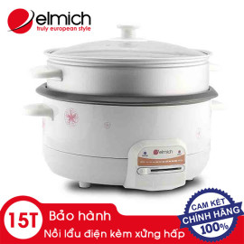 Nồi lẩu điện đa năng Elmich EL-3566 tặng kèm xửng hấp, bảo hành 15 tháng