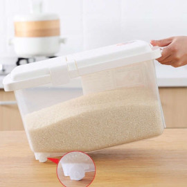 Thùng đựng gạo thông minh Inomota 10kg có nắp bật bánh xe hàng Nhật