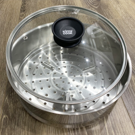 Xửng hấp Inox 304 Kims Cook Hàn quốc size 24, kèm vung kính cao cấp - Hàng chính hãng