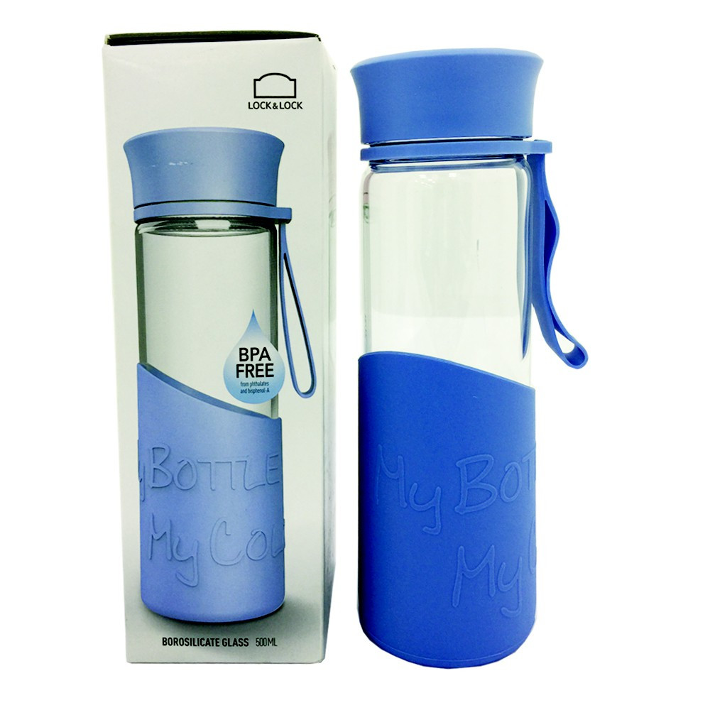 Bình Nước Thủy Tinh 500ml Chịu Nhiệt Lock&Lock LLG673BLU Màu Xanh