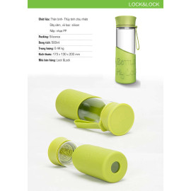 Bình Nước Thủy Tinh 500ml Chịu Nhiệt Lock&Lock LLG673BLU Màu Xanh