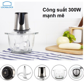 Máy xay thịt cối thủy tinh 2 lưỡi dao kép 2L Lock&Lock EJM171 bảo hành 12 tháng