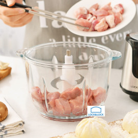 Máy xay thịt cối thủy tinh 2 lưỡi dao kép 2L Lock&Lock EJM171 bảo hành 12 tháng