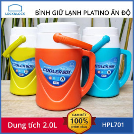 Bình giữ lạnh Lock&Lock Platino dung tích 2L có tay cầm và vòi rót TPX2073 - Sản xuất tại Ấn Độ