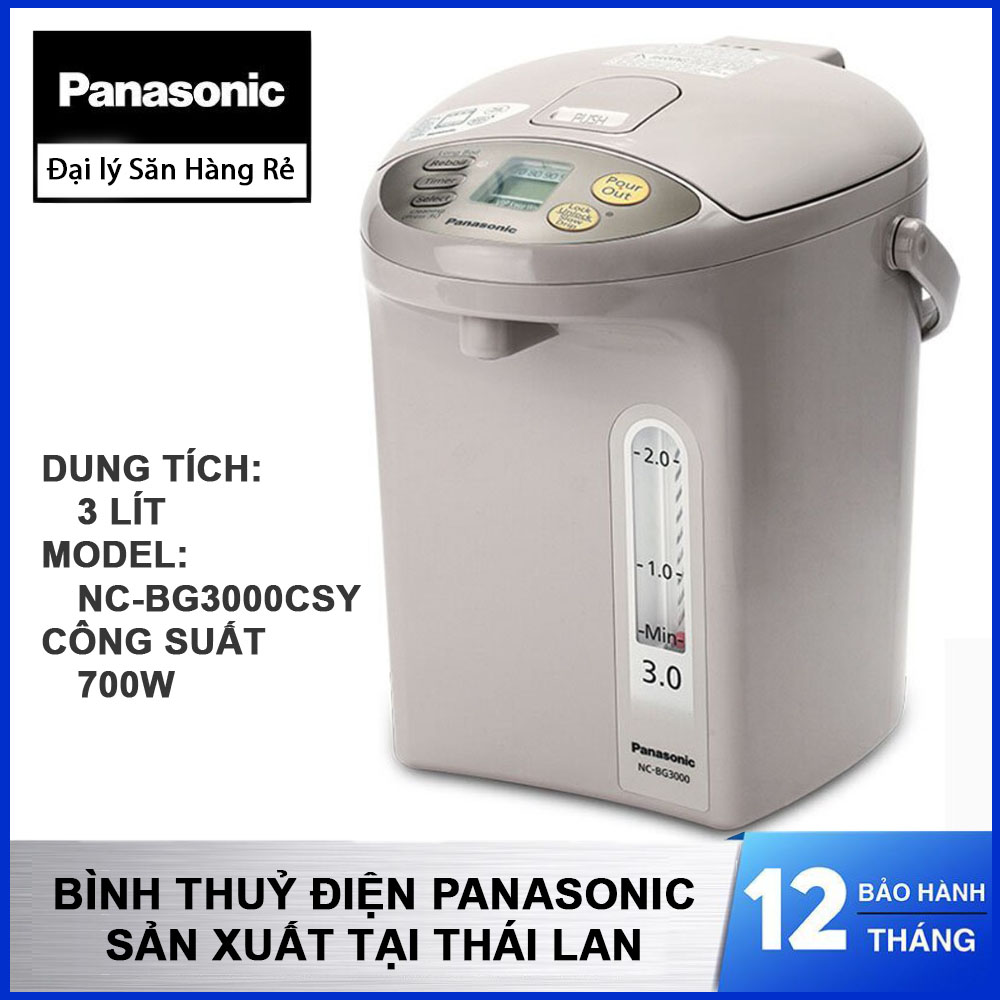 Bình thuỷ điện Panasonic 3 Lít NC-BG3000CSY chính hãng xuất xứ Thái Lan, bảo hành 12 tháng