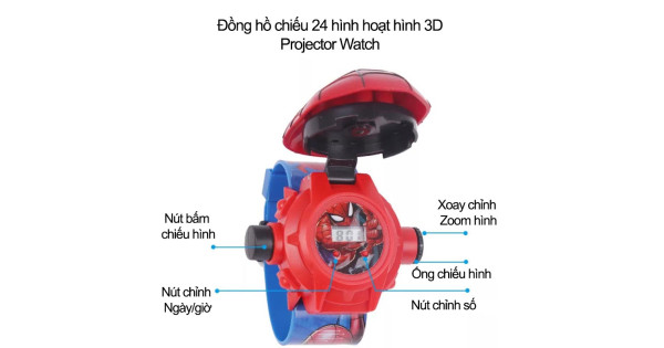 Đồng hồ điện tử chiếu 24 hình 3D Projector Watch Người nhện Spider Man  95,000 Sanhangre