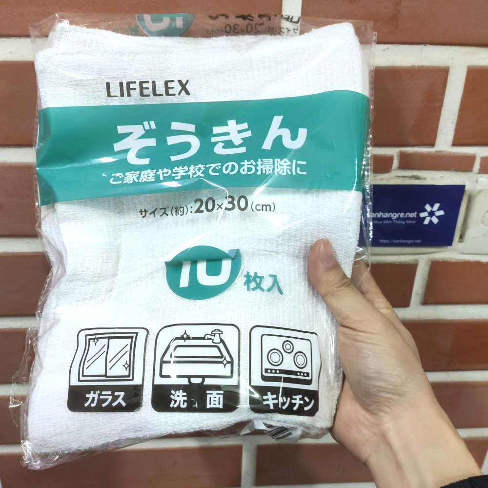 Bộ 10 khăn lau bếp Lifelex Japan IZA21-3723 size 20x30cm xuất Nhật