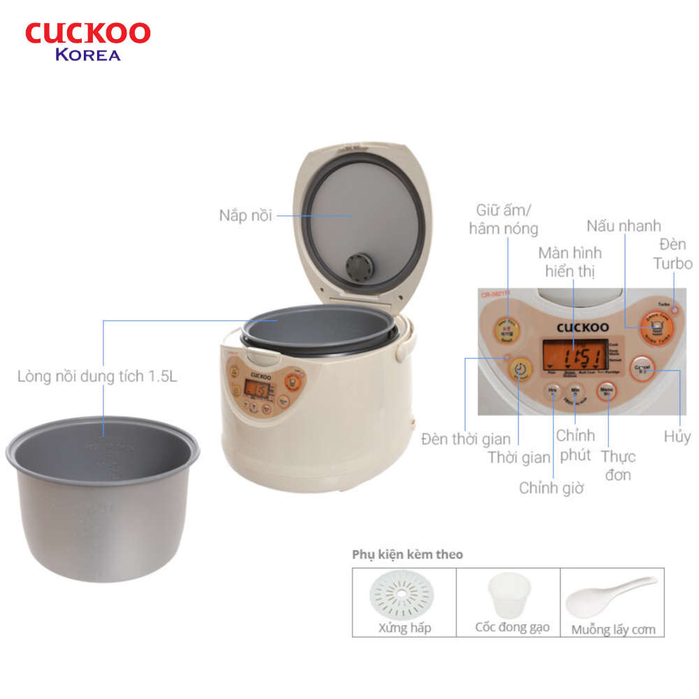 Nồi cơm điện tử Cuckoo CR-0821FI dung tích 1.5 lít