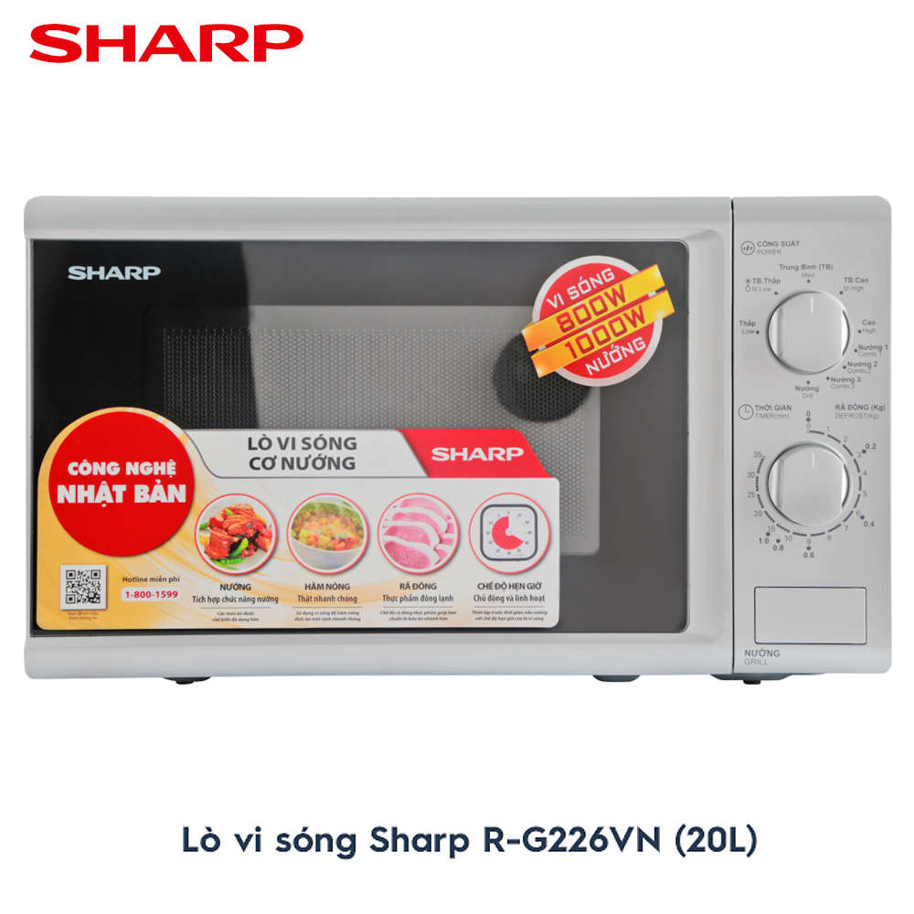 Lò vi sóng có nướng Sharp R-G226VN-S dung tích 20 lít