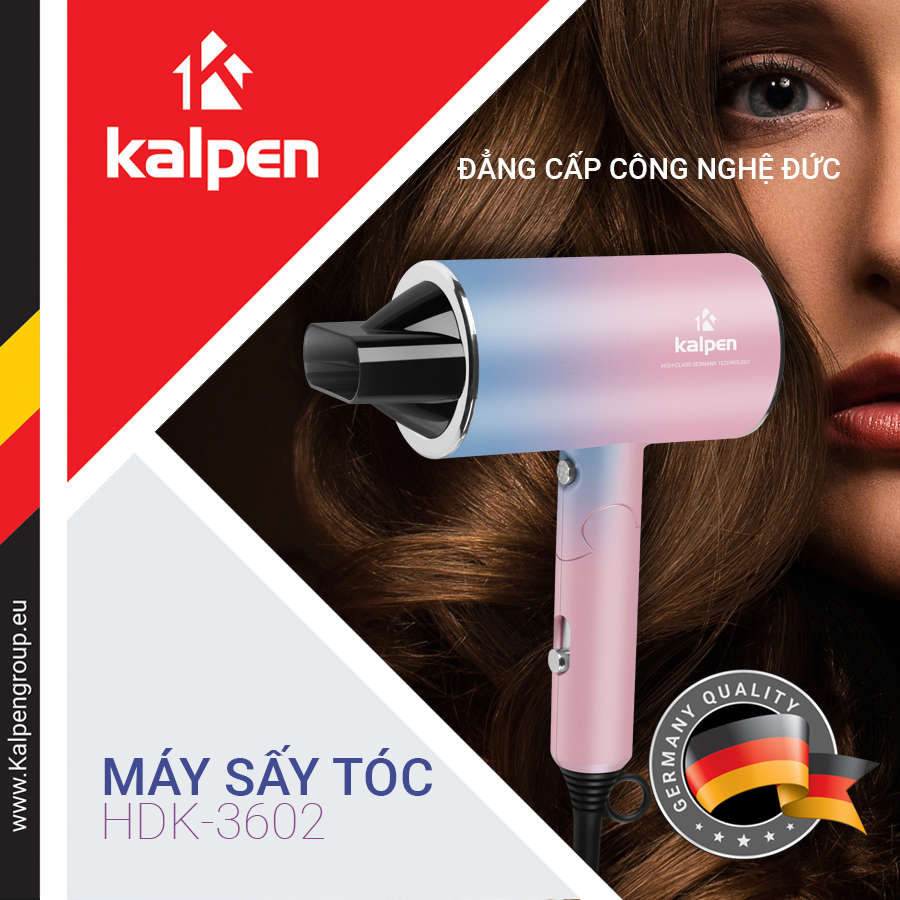 Máy sấy tóc gấp gọn Kalpen HDK-3601 công suất 1800W công nghệ Đức